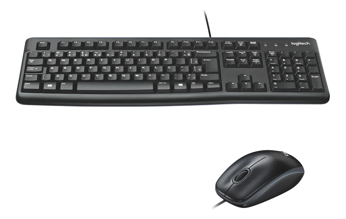Combo Teclado e Mouse com fio USB Logitech