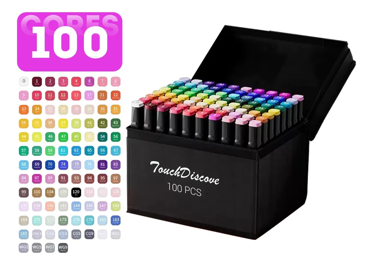 Canetinha Ponta Dupla 100cores Kit