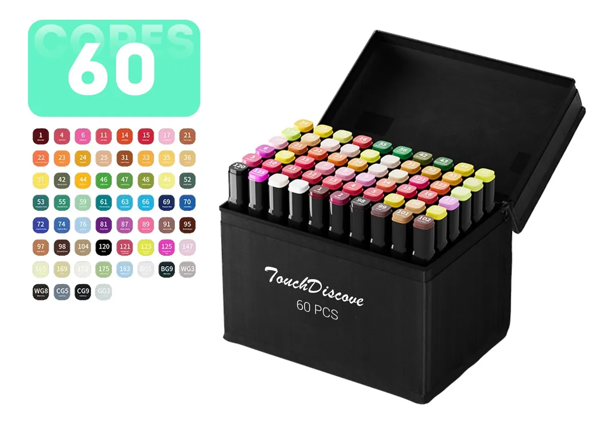 Canetinha Ponta Dupla 60 Cores Kit