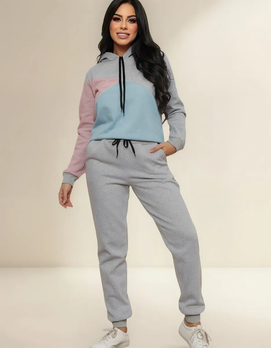 Conjunto Feminino De Moletom Flanelado