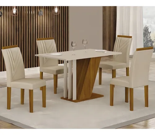 Conjunto sala de jantar Yescasa Miami com 4 cadeiras