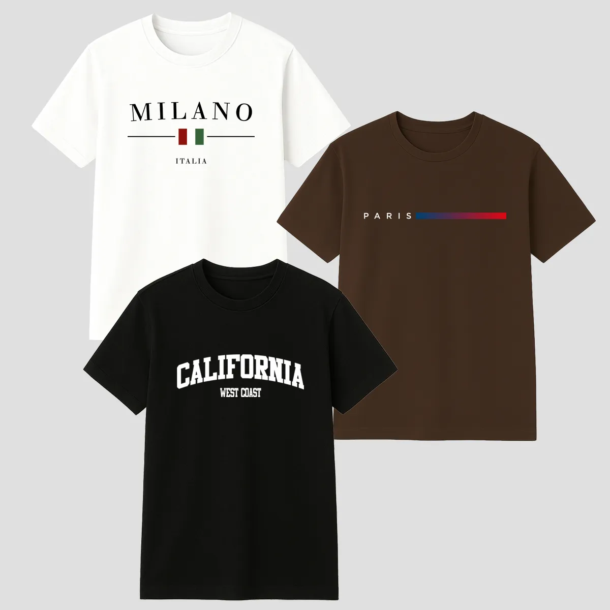 Kit 3 Camisetas Algodão Milano Paris