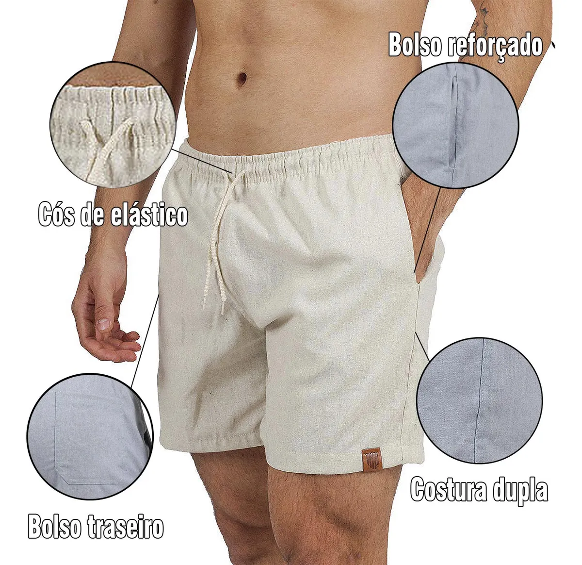 Short De Linho Masculino Bermuda Leve Praia Verao Novidade