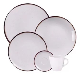 Aparelho De Jantar Canyon Porcelana 20 Peças Tramontina Cor Branco Liso