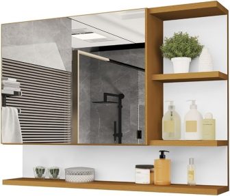 Armario Espelheira Para Banheiro 1 Porta Cleópatra (Nature/Flexcollor)