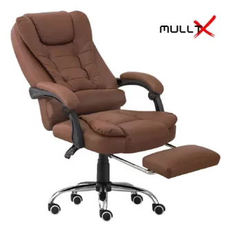 Cadeira De Escritório Presidente Com Apoio Para Os Pés Cor Marrom Material...