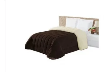 Coberdrom Coral Queen Size Manta E Sherpa Lã De Carneiro Cor Tabaco...