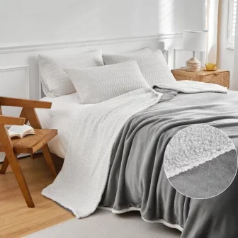 Cobertor Casal Everest D Face Manta Flannel Sherpa Lã De Car