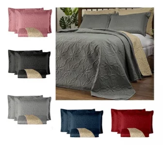 Colcha Casal Padrão Dupla Face Cobre Leito Floral Ultra 3pçs