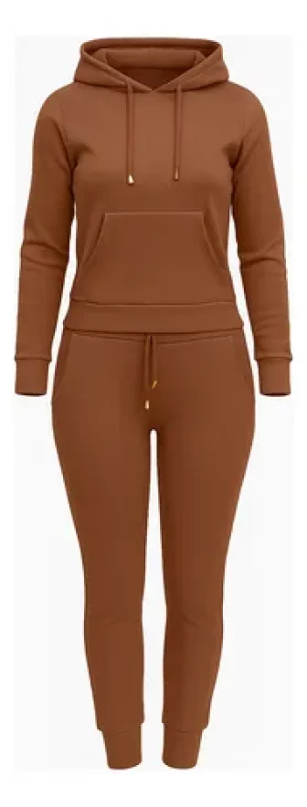 Conjunto Calça E Blusa Moletom Jogger Feminino Canguru Capuz