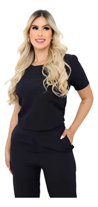 Conjunto Feminino Calça E Blusa Alfaiataria Social Trabalho