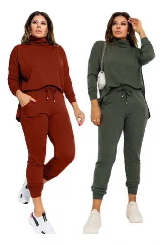 Conjunto Feminino Inverno Lanzinha Manga Longa Calça Blusa