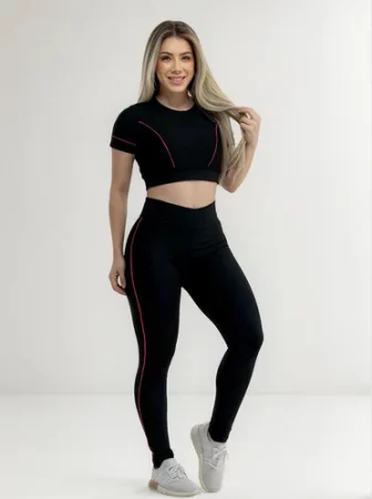 Conjunto Fitness Legging E Cropped Feminino Roupa Ginástica