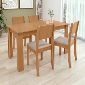 Conjunto Sala De Jantar Com 4 Cadeiras Grupo Lopas Easy Line Cor...