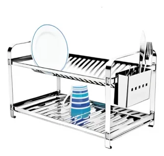 Escorredor De Louça Bancada Secador 20 Pratos Mak Inox Cor Prateado