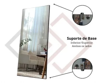 Espelho Corpo Inteiro Chão Grande Parede Isadora A150 X L60 Moldura Preto