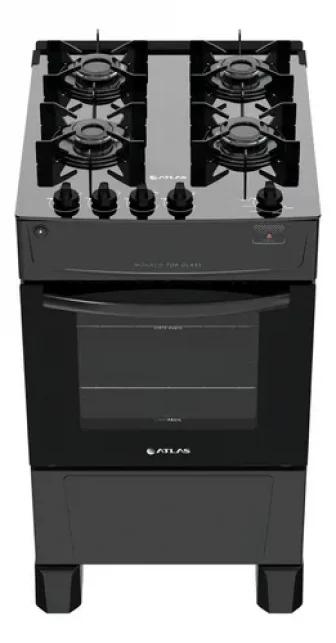 Fogão 4 Bocas À Gás Atlas Mônaco Top Glass Preto