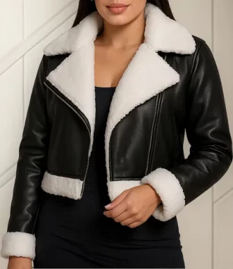 Jaqueta Couro Com Pelúcia Branca Casaco Feminino Ziper