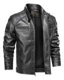 Couro Masculina Slim Forrada