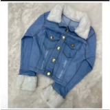 jaqueta jeans de pelinho