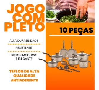 Jogo De Panelas Antiaderente 10 Peças Teflon bianco