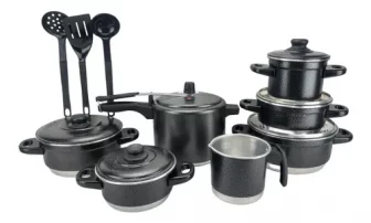 Jogo De Panelas + Panela De Pressão 4.5l + Espátulas Preto