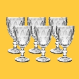 Jogo De Taças Diamante De Vidro 6 Peças