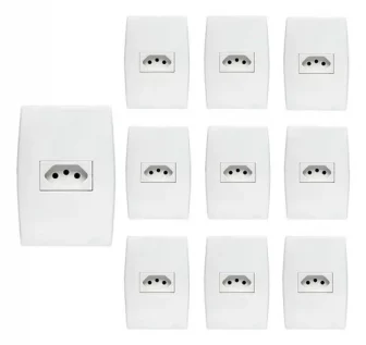 Kit 10 Conjuntos 1 Tomada 20a Branco Ilus - Soprano