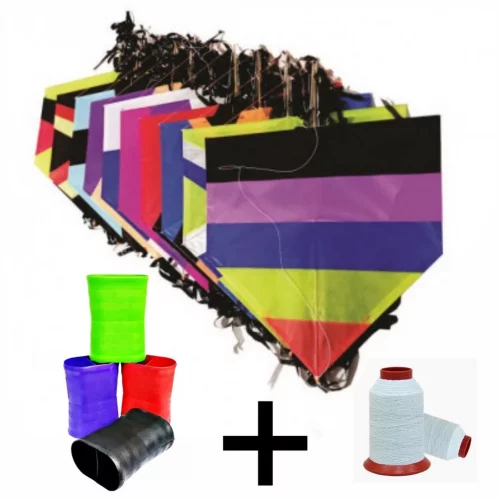 Kit 10 Pipas com Rabiola e Lata com 500 Jardas de linha