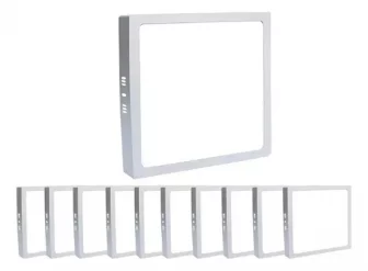 Kit 10 Plafon Sobrepor 25w Quadrado 6500k Branca Frio