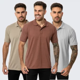 Kit 3 Camisas Masculinas Polo Piquet Casual Alta Qualidade