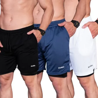 Kit 3 Shorts De Compressão 2 Em 1 Masculino Treino Acaedemia