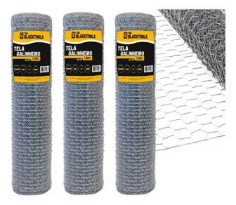 Kit 3 Telas Galvanizada Horta Galinheiro 50m X 1,50m Fio 23
