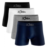 Kit 4 Cueca Boxer Algodão Sem Costura Zorba