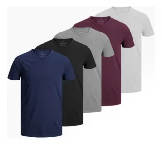 Kit 5 Camisetas Masculinas Slim Fit Básicas Algodão Premium