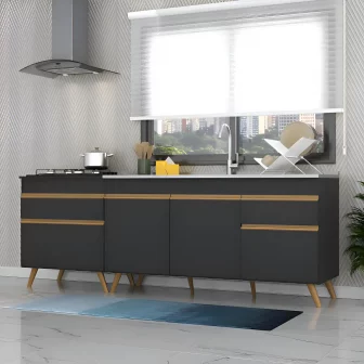 Kit Armário Balcão de Cozinha Gabinete para Pia 150cm e Balcão para...