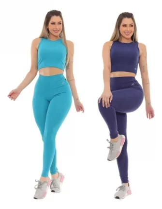 Kit C/ 2 Conjunto Blackout Moda Fitness Zero Transparencia