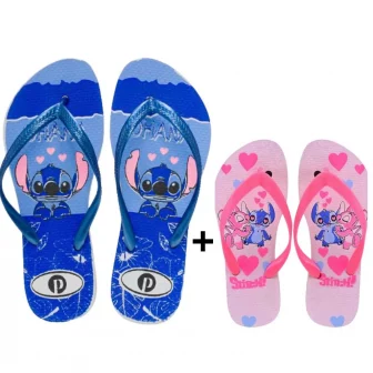 Kit Chinelo Feminino Mãe e Filha Menina Personagens Confortável