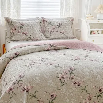 Kit Colcha Casal Bouti Cobre Leito Estampado 3 Pçs Arabesco