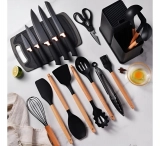 Kit Conjunto 19 Pçs De Utensílios Facas Silicone