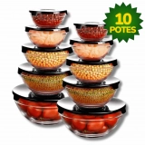 Kit Conjunto De Potes 10 Peças Vidro
