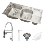 Kit cuba para cozinha pia dupla em aço inox