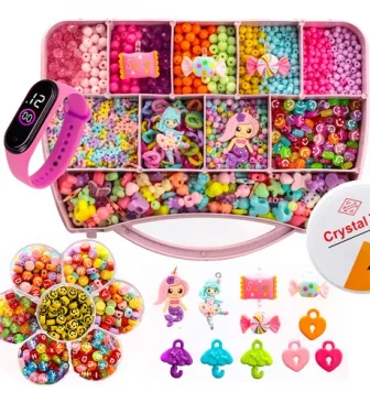 Kit Miçangas Infantil 3500 Pçs para Montar Pulseiras Bolinhas Maleta 19X13 cm...