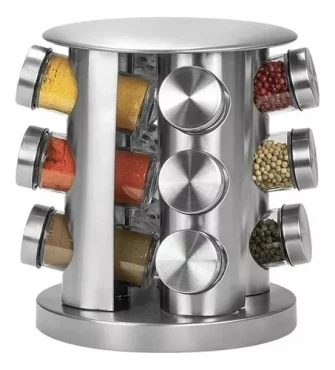 Kit Porta tempero giratório em aço inox 12 potes vidro Futuro Casa...