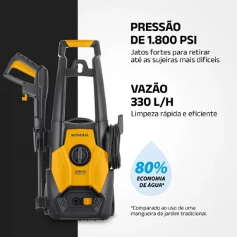 Lavadora de Alta Pressão Aqua Power II, Mondial, Cinza/Amarela, 1500W - LAP-02-GY