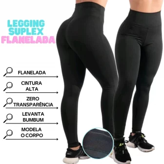 Legging Flanelada Grossa Calça Leg Peluciada Forrada Por Dentro Costura Reforçada Calça...