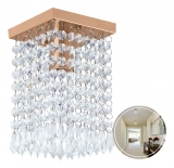 Lustre Clearcrilic Aurora De Cristal Acrilico Quadrado Cobre