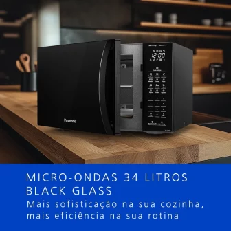 Microondas Panasonic Dupla Refeição 34L Black Glass - NN-ST66NBRU 220v