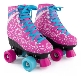 Patins Profissional Infantil 4 Rodas Roller 34 40 Luna Rosa