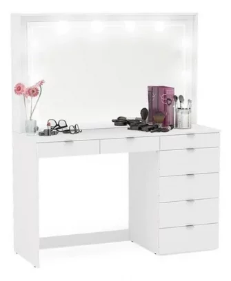 Penteadeira Ditália 7 Gav 2 Divisórias Br Kit Luz Camarim Cz Cor...